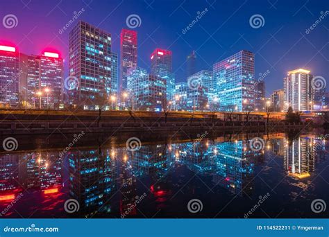 Beijing CBD at night stock image. Image of chinese, crowded - 114522211