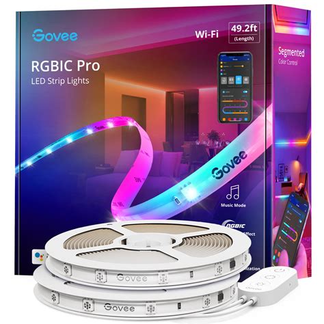 Govee 49.2ft Wi-Fi RGBIC Led Strip Light, Wireless Controlled, Changing