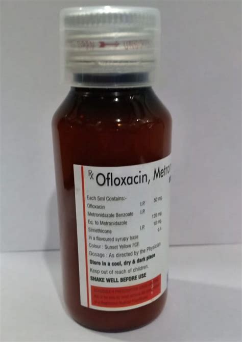 Srmoflox M Syp Pharmaceutical Syrup Ofloxacin 50 Metronidazole 120