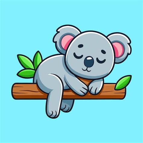 El lindo Koala durmiendo en la rama del árbol Ilustración vectorial de