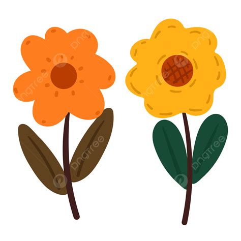 Lindo Dibujo De Flor Amarilla Y Naranja Vector Png Dibujos Dibujo De