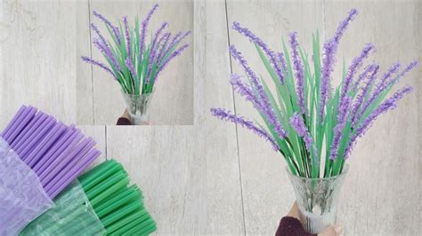 Diy Cara Membuat Bunga Lavender Dari Sedotan Pipet Youtube