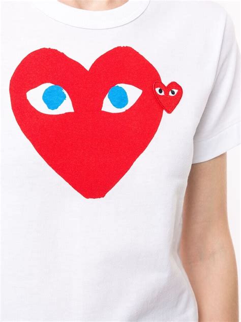 Comme des Garcons heart print logo patch T-shirt - ShopStyle