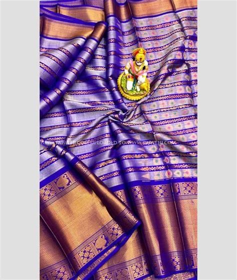 Blue And Brown Color Kuppadam Pattu Handloom Saree With Bridal Saree