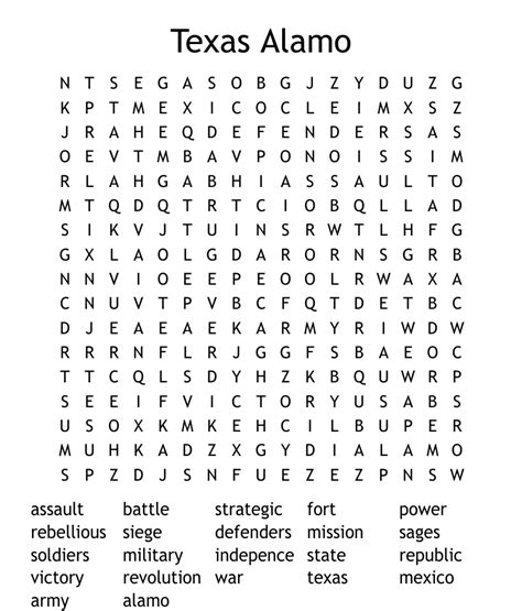 Texas Alamo Word Search Wordmint