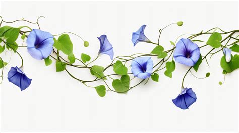 Premium AI Image | a vine of blue flowers with green leaves