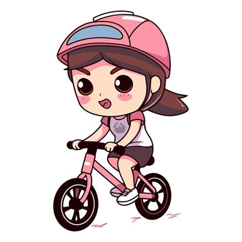 Premium Vector Illustration Of A Cute Little Girl Riding A Bike On