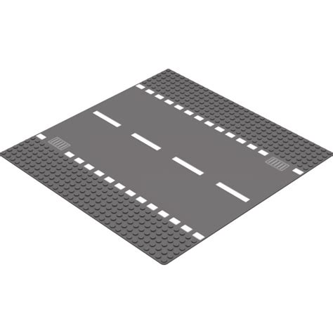 Lego Baseplate X Road Stud Straight With White Dashed Lines