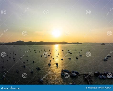 Aerial View Sunset Sky Nature Beautiful Light Sunset Or Sunrise Over