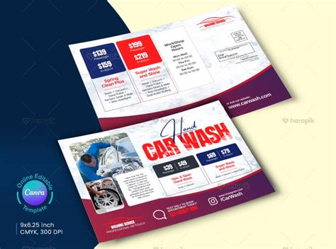 Car Wash Direct Mail EDDM Canva Template Heropik