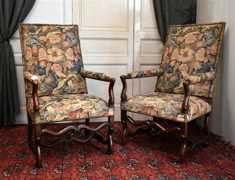 Proantic Paire De Grands Fauteuils De Style Louis XIII Louis XIV