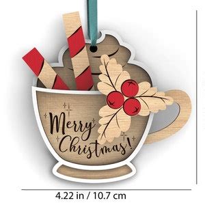 Hot Cocoa Mug Christmas Ornaments Bundle Set Of 2 Laser Ready Cut Files SVG INSTANT