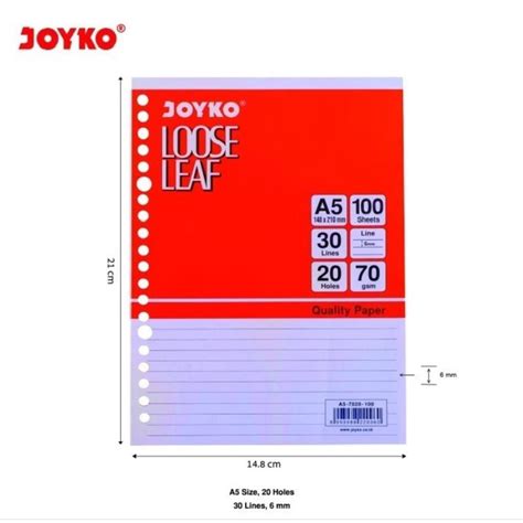 Jual Kertas Loose Leaf A5 100 Joyko Garis 1pak Shopee Indonesia