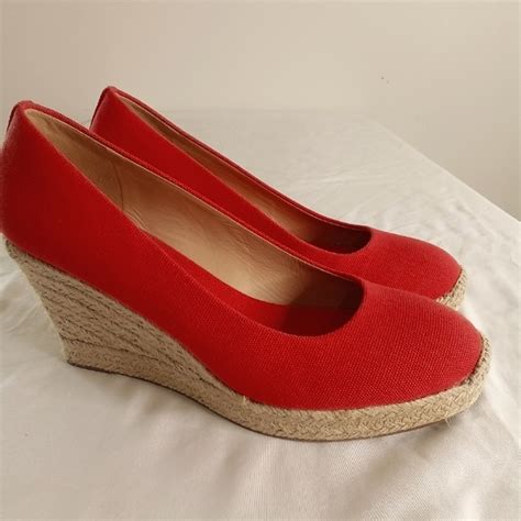 J Crew Shoes J Crew Womens Seville Red Canvas Wedge Espadrilles