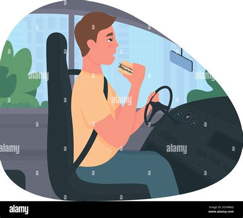 Distracted Driving 2d Vector Web Banner Poster Stock Vector Image