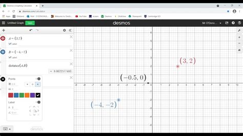 Distance And Midpoint Between Two Points Using Desmos Youtube