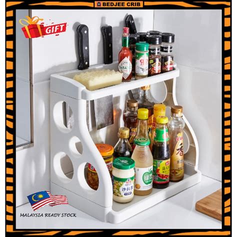 2 Tier Kitchen Storage Organizer Rak Rempah Dapur Plastik Seasoning