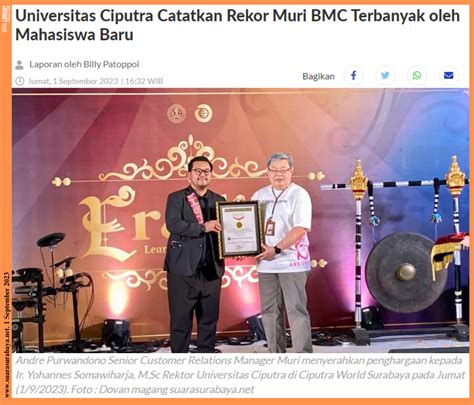 Universitas Ciputra Catatkan Rekor Muri BMC Terbanyak Oleh Mahasiswa