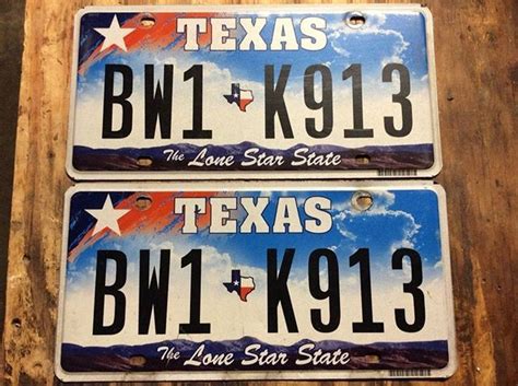 Texas Lone Star State License Plate Matched Pair Bw K Https Buff