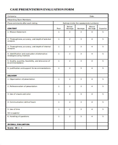 FREE 9 Sample Presentation Evaluation Forms In MS Word