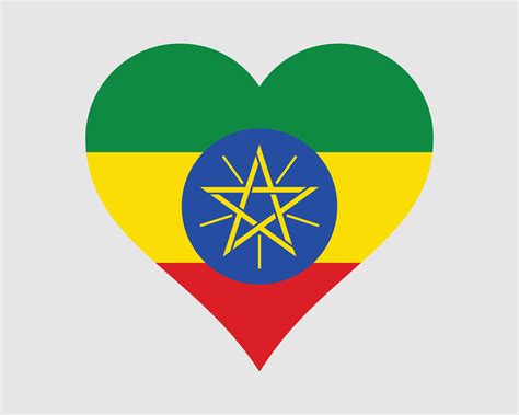 Ethiopia Heart Flag. Ethiopian Love Shape Country Nation National Flag. Federal Democratic ...