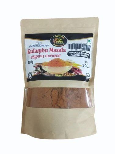 Spicy 500g Rite Foods Kulambu Masala Form Fine Powder Packaging Type