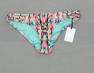 Nwt Shade And Shore Womens Wave Ruffle Cheeky Bikini Bright Multi Color