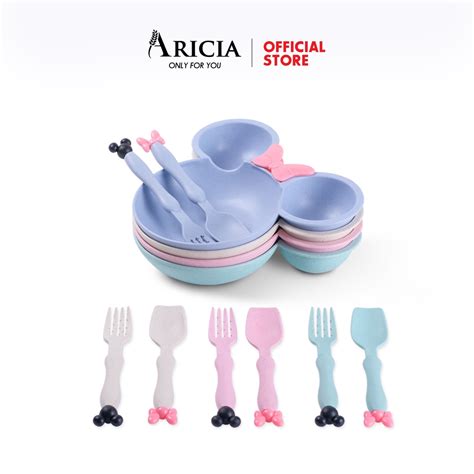 Jual Aricia Set Piring Makan Anak Karakter Lucu Set Sekat Sendok