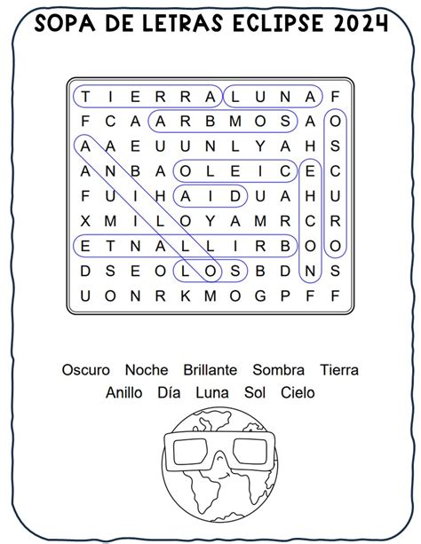 Sencilla Sopa De Letras Primer Ciclo Trabajamos Eclipse Solar