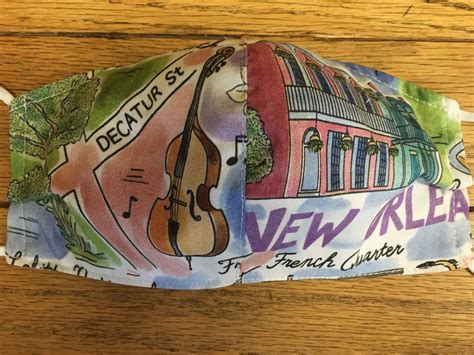 New Orleans Face Mask, French Quarter Scenic Map, Magnolia, Cotton