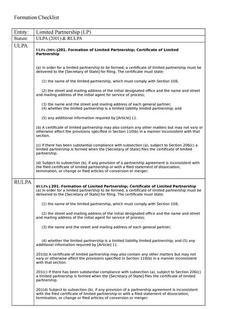 Business Entity Formation Checklist - Formation Checklist Entity ...