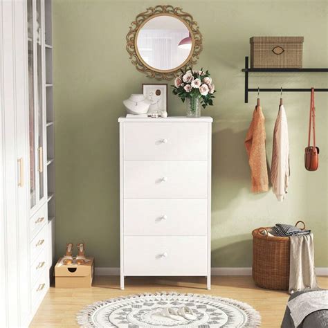 LUFEIYA White Dresser for Bedroom 4 Drawer Dressers & Chests of Drawers ...