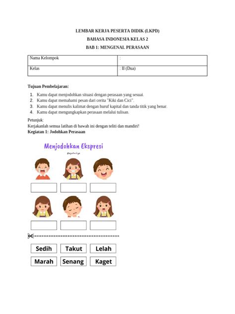 lkpd bahasa indonesia kelas  perasaan