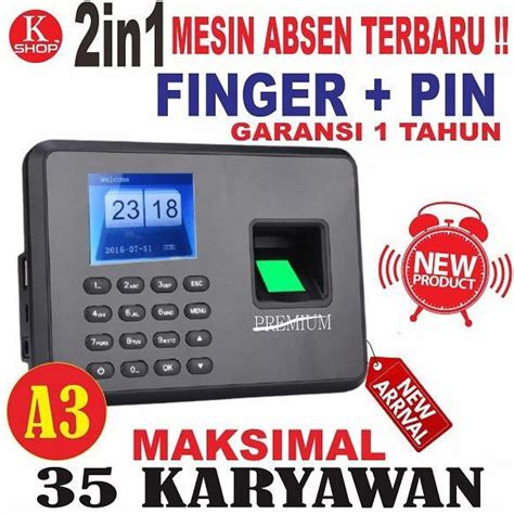 Jual MESIN ABSENSI A3 FINGER PRINT FINGERPRINT SIDIK JARI