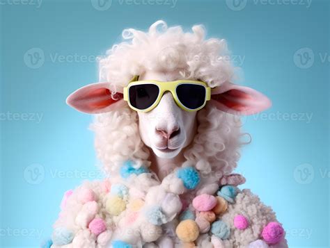 Fashionable Sheep With Sunglasses Ai Generated Stock Photo At