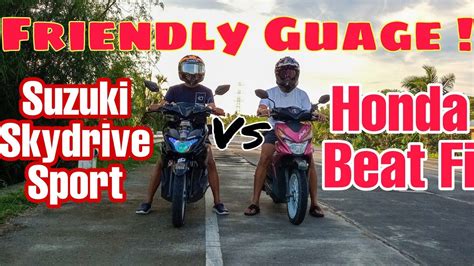 Suzuki Skydrive Sport Vs Honda Beat Fi Friendly Guage Youtube