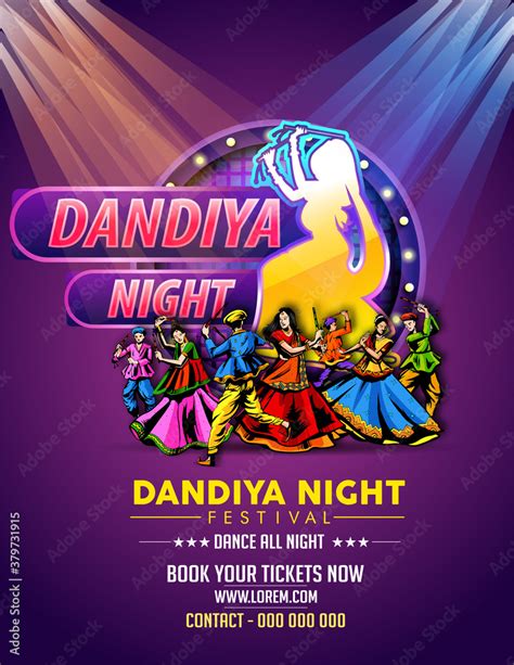 Illustration Of Garba Festival disco poster,Navratri Celebration ...