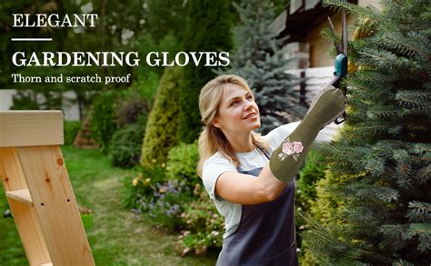 Intra Fit Rose Pruning Gloves Thorn Proof Embroidery Leather Gardening Gloves With