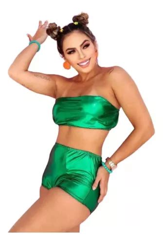 Conjunto Metalizado Hot Pant Fantasia Bloquinho Carnaval R Mercadolivre