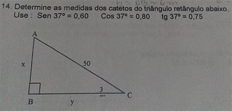 Determine As Medidas Dos Catetos Do Triângulo Retângulo Abaixo