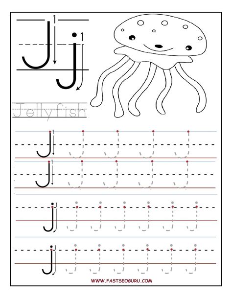 Free Writing Worksheet Letter J