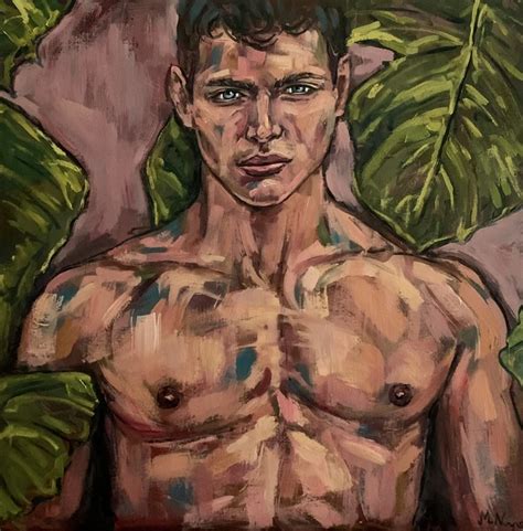 MALE NUDE PAINTING Naked Man Gay Erotic Art Queer Homoerotic Artwork 60x60cm 490 00