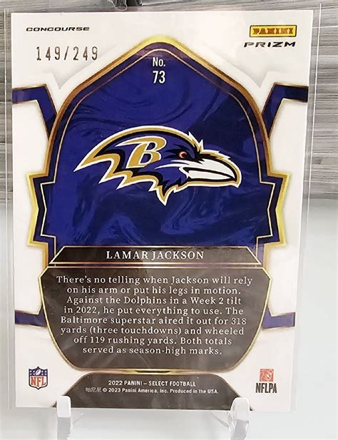 2022 Panini Select Concourse Tri Color Prizm 73 Lamar Jackson 249