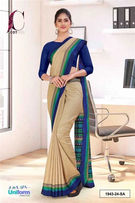 Beige And Navy Blue Women S Premium Manipuri Cotton Plain Gaala Border