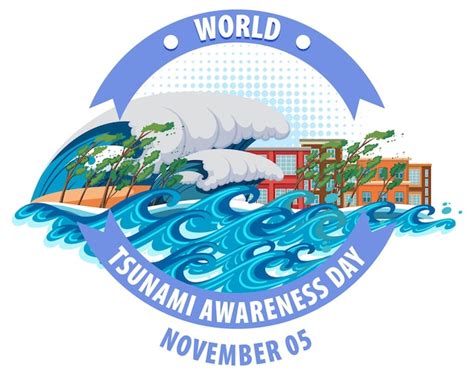 Design de logotipo do dia mundial da conscientização do tsunami Vetor