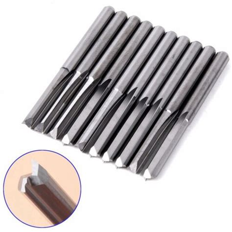 Paquet De 10pcs 1 8 Tige 2 Fl Tes Droit Fente Carbure Fin Mill CNC