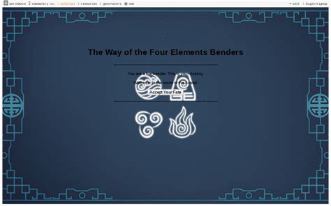 The Way Of The Four Elements Benders ― Perchance Generator