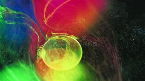 Paint Drop Water Oil Liquid Color Bubbles Splash Stock Footage Video