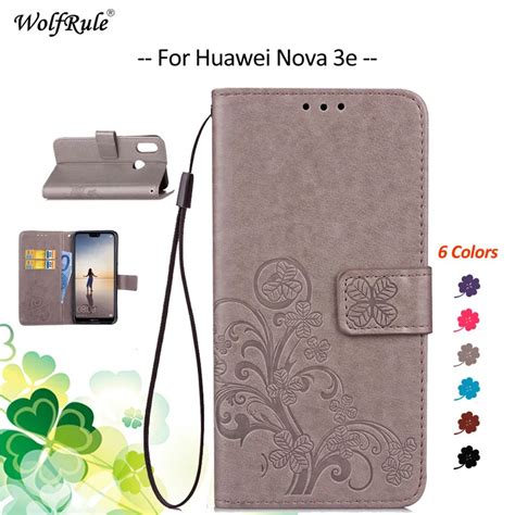 For Cover Huawei Nova 3e Case Flip PU Wallet Pouch Phone Bag Case For