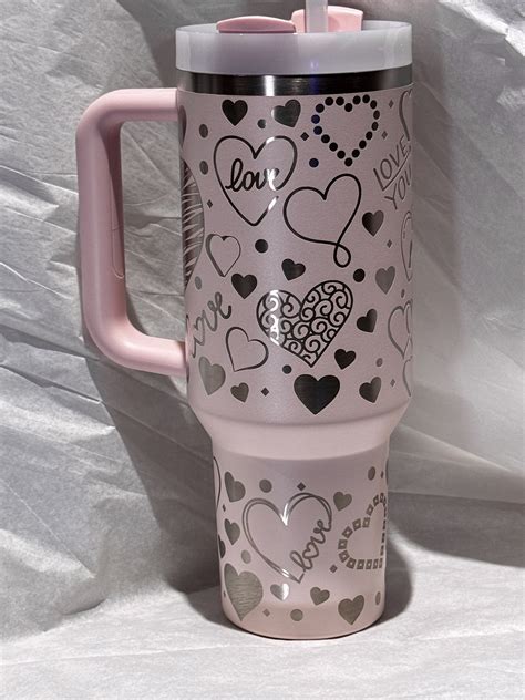 Stanley Tumbler 40oz Bloom Pink Laser Engraved Authentic Stanley Cup ...